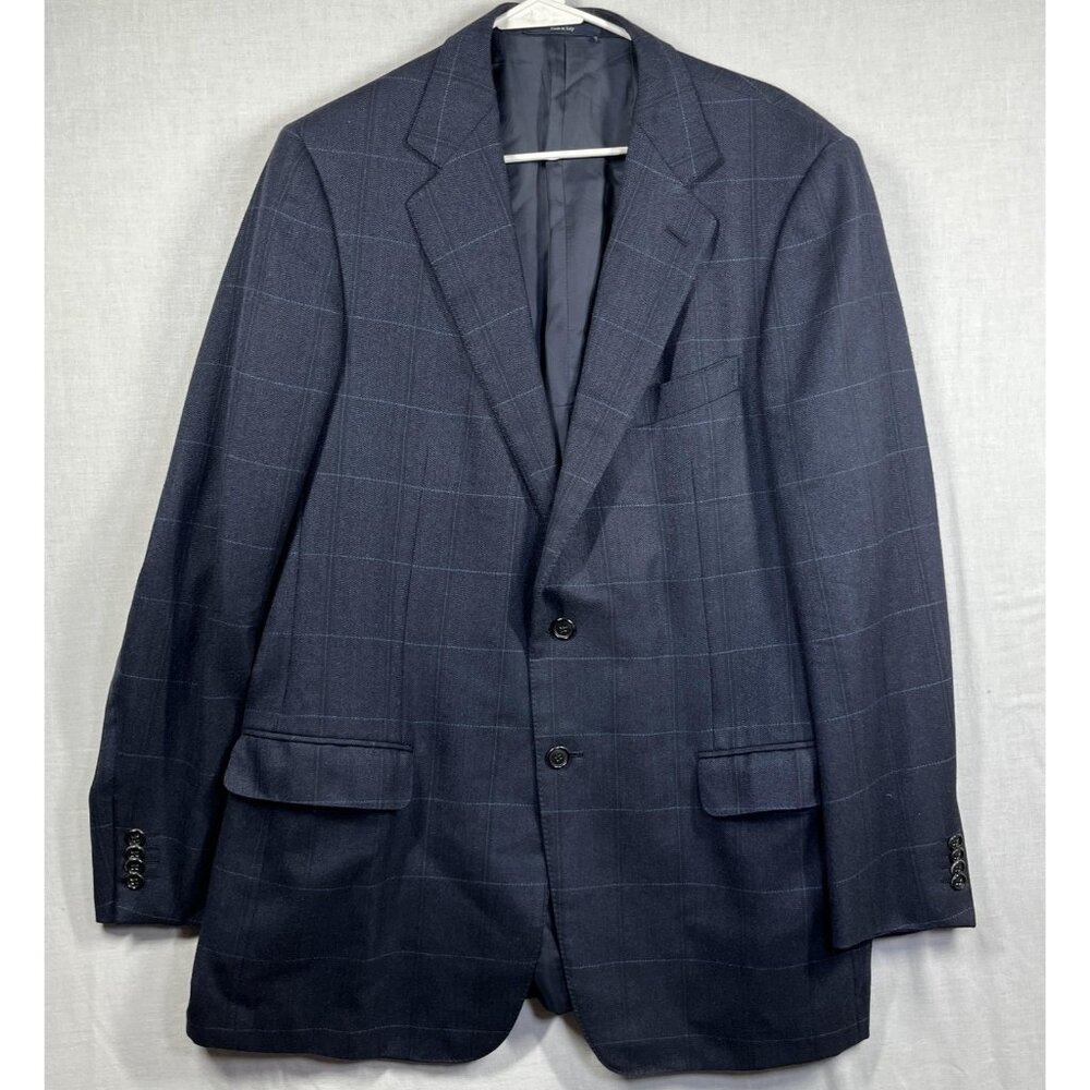 Ermenegildo Zegna Blazer Mens 52 Large Windowpane 100% Cashmere Italy Jacket